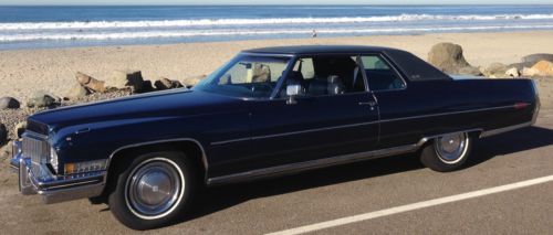 Dark blue with blue leather interior 1973 cadillac coupe de ville garage find !