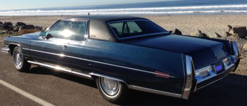 DARK BLUE WITH BLUE LEATHER INTERIOR 1973 CADILLAC COUPE DE VILLE GARAGE FIND !, US $5,700.00, image 2