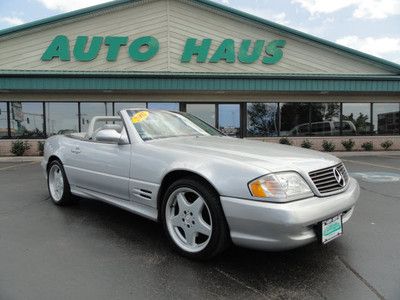 Sl500 5.0l clean carfax 57k miles covertible hard top silver on grey leather