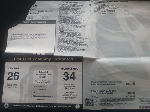 2010 TOYOTA COROLLA LE SEDAN AUTO CRUISE CONTROL 34K MILES, image 14