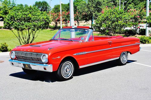 Simply beautiful 1963 ford falcon sprint convertible 260 v-8 4 speed red white.