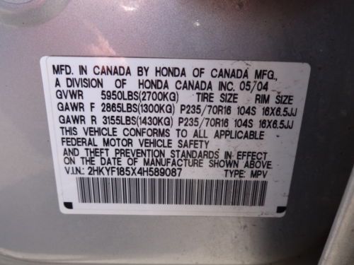 NO RESERVE 2004 HONDA PILOT EX-L AWD 4WD 3.5L V6 3RD ROW LEATHER ONE OWNER NICE!, image 21