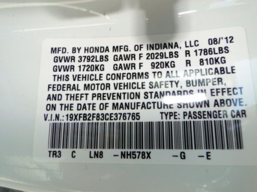 2012 HONDA CIVIC EX REBUILT SALVAGE TITLE, REPAIRED SALVAGE TITLE REPAIRABLE, US $12,900.00, image 41