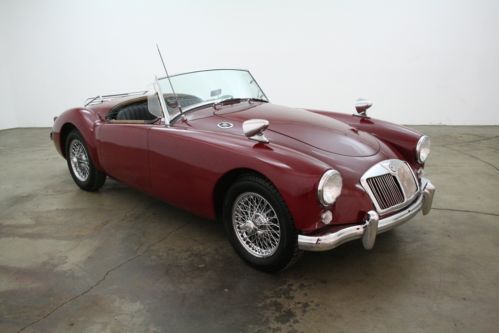 1959 mg a roadster, burgundy, soft top,side curtains, manual, chrome wire wheels