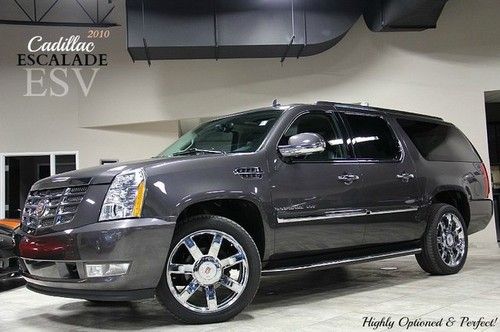 2010 cadillac escalade esv awd one owner! rear seat dvd chrome 22s navigation $$