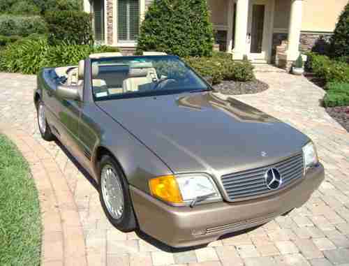 NO RESERVE 1990 MERCEDES 300SL ROADSTER 2-TOPS TAUPE/TAN, image 6