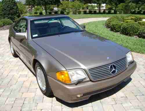 NO RESERVE 1990 MERCEDES 300SL ROADSTER 2-TOPS TAUPE/TAN, image 13