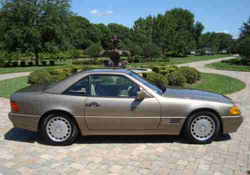 NO RESERVE 1990 MERCEDES 300SL ROADSTER 2-TOPS TAUPE/TAN, image 15