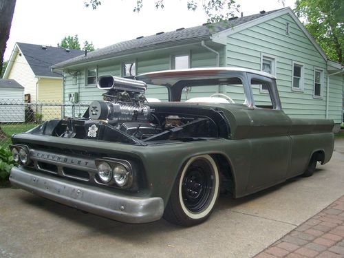61 chevy c-10 apache bagged blown hot rat rod custom chopped sled z'd project