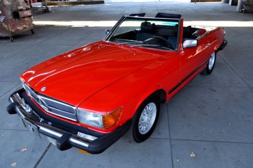 1979 mercedes-benz 450 sl fire engine red on black leather both tops