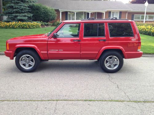 2000 jeep cherokee classic 4x4, 4.0l, 4d, flame red! amazing eye appeal! sharp!