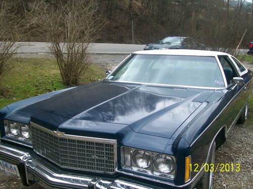 1974 chevrolet caprice classic   blue, new white vinyl top, immaculate,