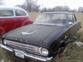 1961 ford falcon. straight inline 6 cyl. 3 spd. 2wd. black. rat rod. project car