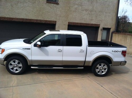 2009 ford f-150 lariat 4x4 crew cab pickup white with tan leather interior