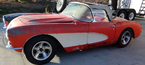 1956 chevrolet corvette convertible rare power soft top! dual 4 bbl carbs, 9 fin