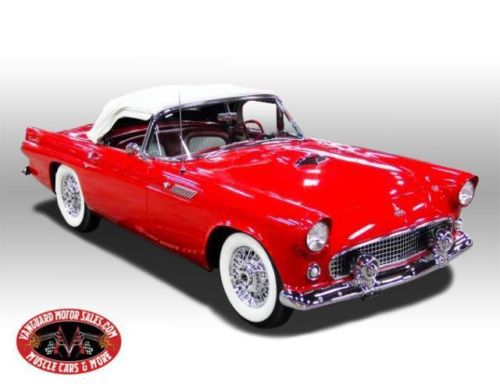 55 t bird ford convertible red white top automatic wow