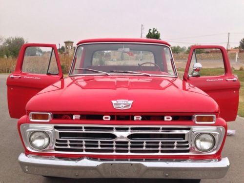 1966  red ford f-100 stepside automatic pickup