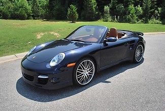 2008 porsche 911 turbo cabriolet,dark blue/tan leather loaded with options mint