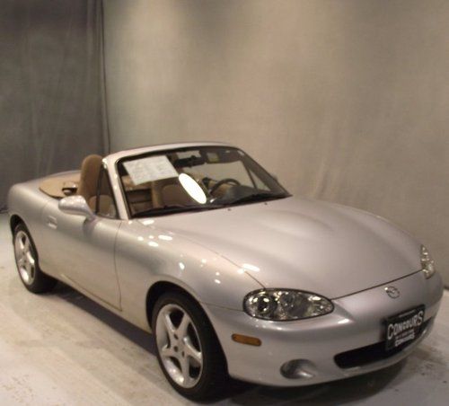 2002 02 mazda miata ls convertible silver/tan auto 69k mi 1 owner clean carfax!!