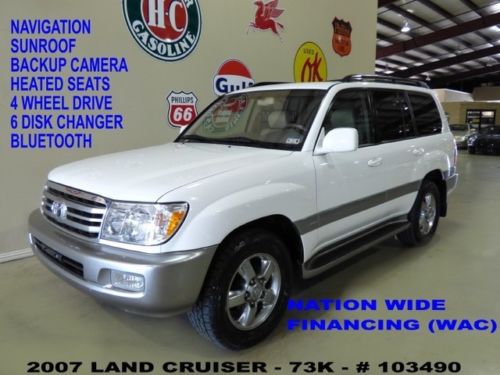 07 land cruiser 4wd,sunroof,nav,back-up,htd lth,6 disk cd,3rd row,73k,we finance