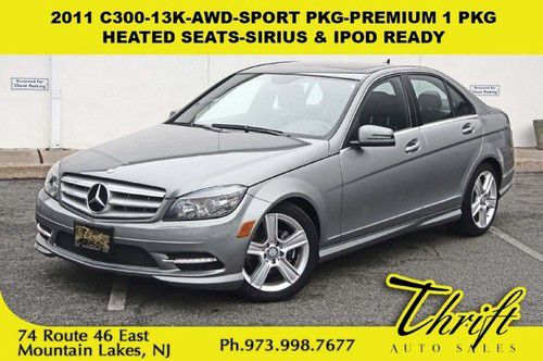 11 c300-13k-awd-sport pkg-premium 1 pkg-heated seats-sirius &amp; ipod ready