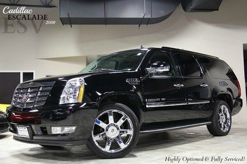 2009 cadillac escalade esv chrome 22s rear dual tv dvd serviced &amp; loaded wow!$