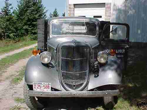 36 1 1/2 ton Ford flatbed stake truck, silver grey ,excellent original condition, image 2