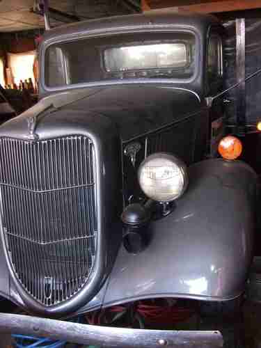 36 1 1/2 ton Ford flatbed stake truck, silver grey ,excellent original condition, image 6