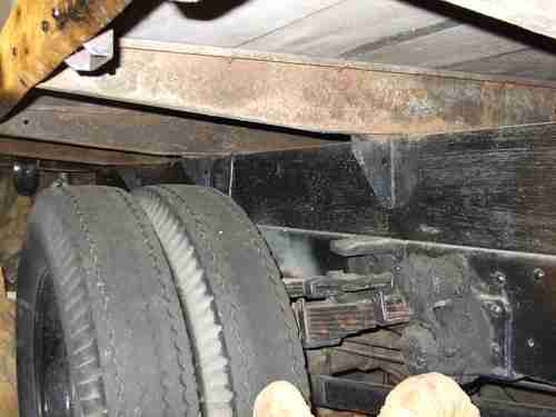 36 1 1/2 ton Ford flatbed stake truck, silver grey ,excellent original condition, image 8