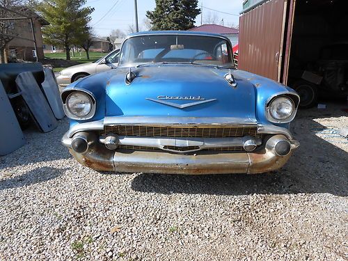 1957 chevrolet bel air 4 four door dr hardtop hdtp project car, runs!