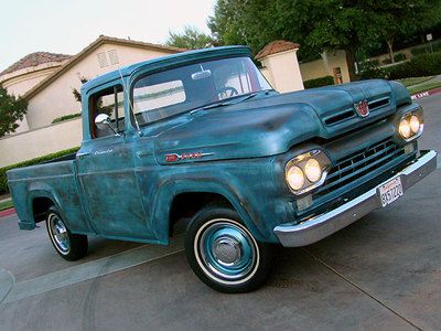 1960 f100 custom cab styleside shortbed/ fresh patina paint      no reserve ! !