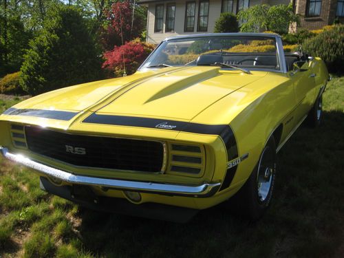 1969 69 chevy camaro rs lm-1 convertible daytona yellow #'s match 350 original