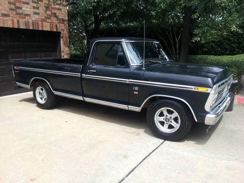 1973 ford f100 xlt original 40 yr old black ford paint texas truck nodular rear