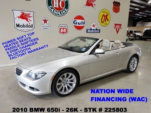 2010 650i conv,nav,htd lth,6 disk cd,b/t,park sensors,19in whls,26k,we finance!!