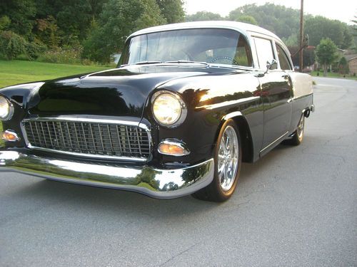 1955  chevy 210 pro touring retro mod ls1 slick black  copper  leather