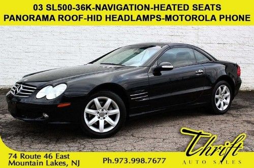 03 sl500-36k-navigation-heated seats-panorama roof-hid headlamps-motorola phone