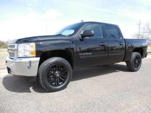 2013 chevrolet silverado 4x4 crew cab 20" lift black 4 door 10k miles chevy