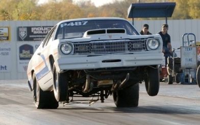 1973 super pro super street duster   nine second wheel stander, original 340