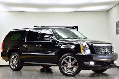 2011 cadillac escalade esv black w/  rear dvd's chrome wheels power boards