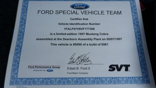 1997 FORD MUSTANG SVT COBRA ***19 ORIGINAL MILES***, image 17