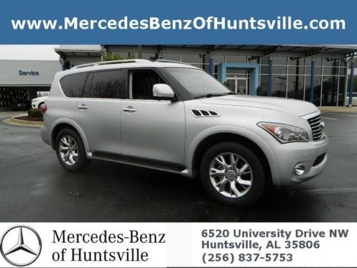 Qx 56  7 passenger navigation camera bluetooth liquid platinum black leather