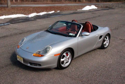 Artic silver w/ boxster red leather nice convertible female owned!