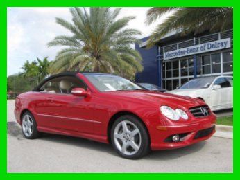 06 red clk-500 5l v8 convertible *leather &amp; wood steering wheel *amg wheels *fl