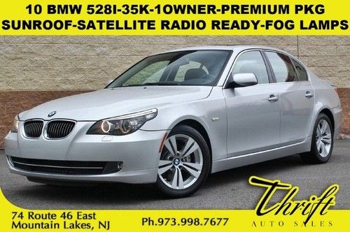 10 bmw 528i-35k-1owner-premium pkg-sunroof-satellite radio ready-fog lamps