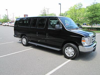 2011 ford e-350 ext.xlt 15 passenger black van 27k black warr 5/60 black 15 pass