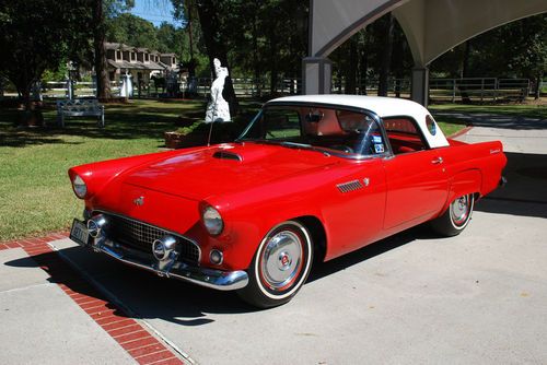 1955 thunderbird 292 v8 3spd, red&amp;white ext.&amp;int. w/newvintage ac, &amp; powerseats