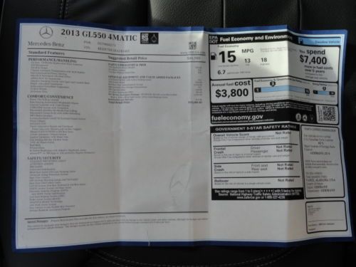 2013 MERCEDES BENZ GL550 AMG 4MATIC -ONLY 4,000 MILES! -MINT-LOADED MSRP $93,680, US $86,000.00, image 84