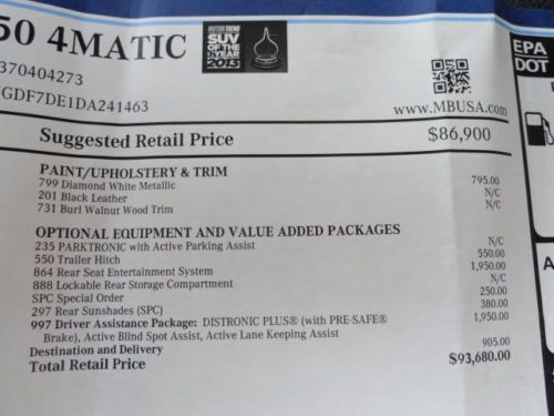 2013 MERCEDES BENZ GL550 AMG 4MATIC -ONLY 4,000 MILES! -MINT-LOADED MSRP $93,680, US $86,000.00, image 85