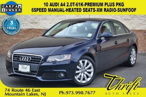 10 audi a4 2.0t-61k-premium plus pkg-6speed manual-heated seats-xm radio-sunfoof