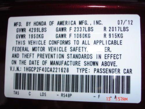 2012 Honda Accord LX-P Sedan 4-Door 2.4L  22k MILES, CLEAN CAR FAX,ONE OWNER., US $17,395.00, image 3